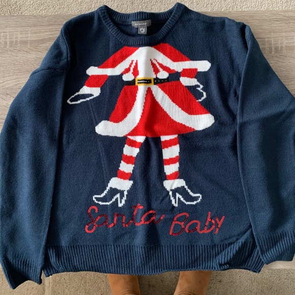 Primark Ugly Sweater Blue Santa Baby 